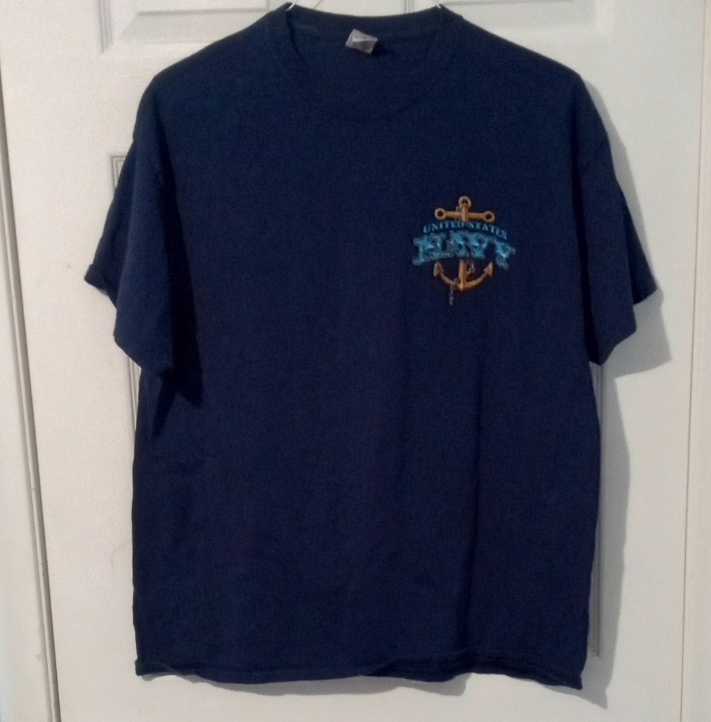 Gildan Navy Blue Graphic Tattoo Short Sleeve Tee